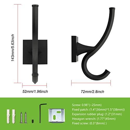 Tunny 2 Pack Vintage Wall Hooks-Matte Black Coat Hooks Towel Hook For Hanging Heavy Duty Bathroom Hook Hat Hook Double Wall Mounted Coat Hanger #TOP1