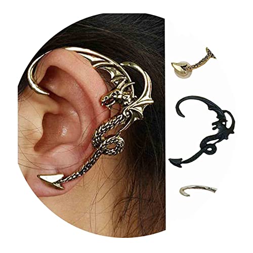 Yheakne Punk Dragon Cuff Earrings Dragon Ear Climber Earrings Silver Cartilage Ear Crawler Earrings Gothic Clip On Wrap Earrings Cool Animal Earrings Jewelry For Women And Girls Halloween Gifts (Silver) #TOP6