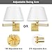 TRLIFE Dimmable Wall Sconce Plug in, Brushed Brass Wall Sconces Set of 2 Swing Arm Wall Lights with Plug in Cord and Dimmer On/Off Knob Switch, 11.8