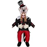 Newcotte Halloween Scary Clown Inflatable Costume for Adults, Blow up Cosplay Outfit for Women Men Party Decoration(Clown Catching People Style)