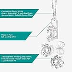 925 Sterling Silver White Quartz Pendant and Earrings Set For Womens - Image 2