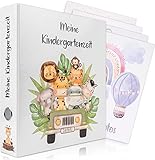 NEU! Sammelordner Kindergarten Pikaflor - meine Kindergartenzeit, mit Griffloch DIN A4, Platz für 350 Blatt, Tiere | Kinder Ordner | Erinnerungsordner | Mappe | Kita, Schule (02 - Safari)