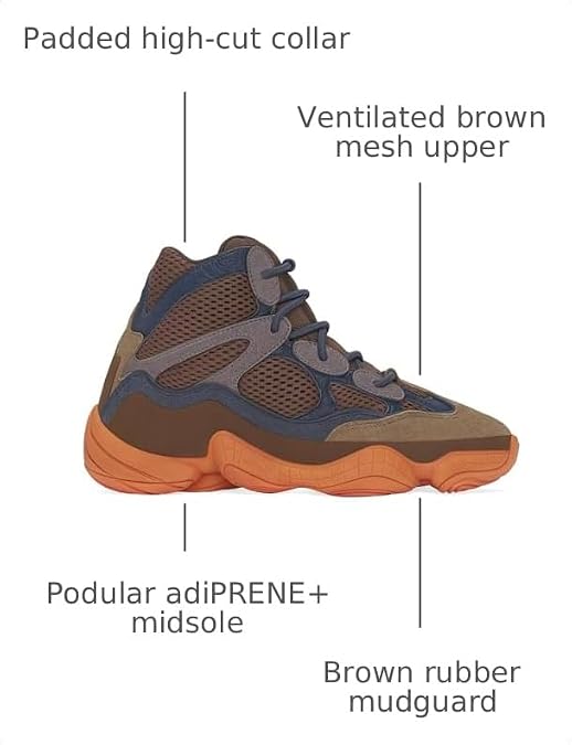 adidas Mens Yeezy 500 High Sneakers Shoes Casual - Brown