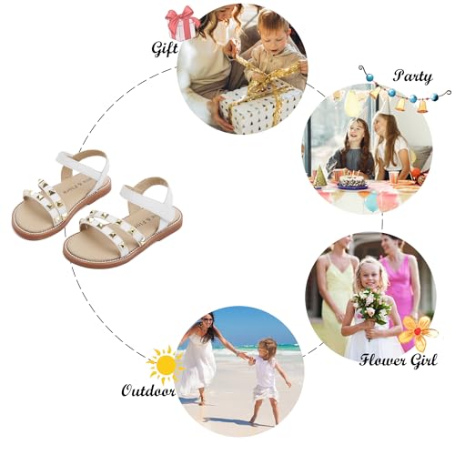 Image of Felix & Flora Toddler Girl Sandals - Little Girl Easter Dress Shoes Lightweight Open Toe Beach Holiday Flats