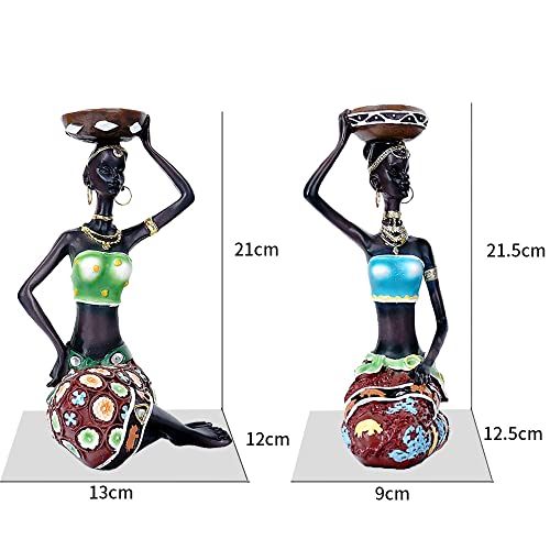 African Tribal Lady Resin Candleholder Sculpture #TOP23