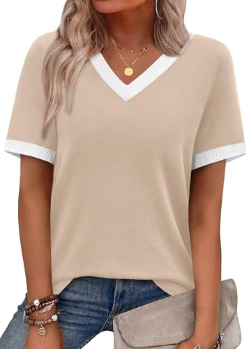 Save 48% on WIHOLL Women's V-Neck Short Sleeve Sweater - Image 2
