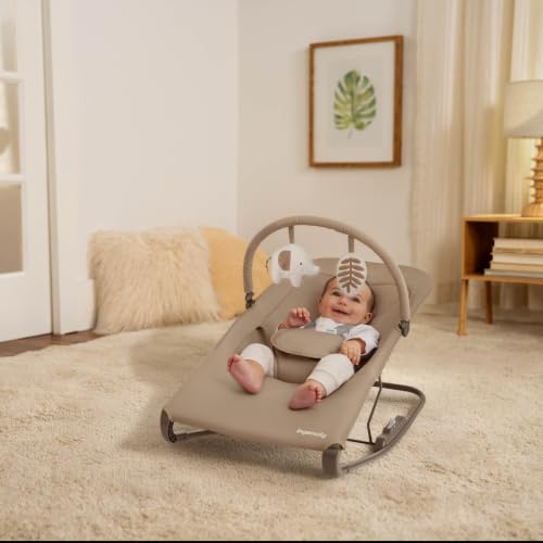 Image of Ingenuity Nestle Vibrating Rocker, Lightweight Foldable Infant Seat with Breathable Fabric, 2-Position Recline, Mini Vibration Unit, 5-Point Harness