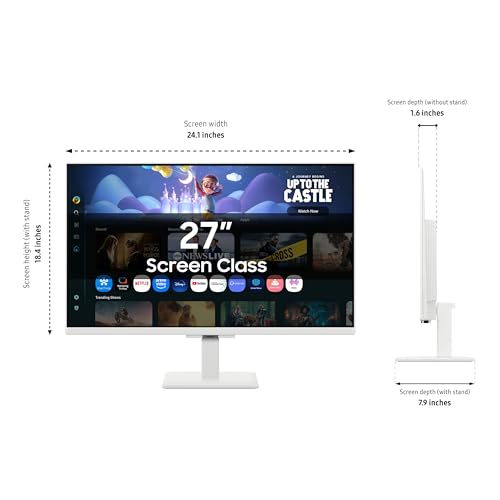 Image of Samsung 27 inch M5 Smart Monitor with Smart TV Experience|FHD 1920 x 1080|Screen Mirroring|IPS Panel |10W Speakers|Adaptive Sound|Wi-Fi|HDMI|Bluetooth|LS27FM501EWXXL|White