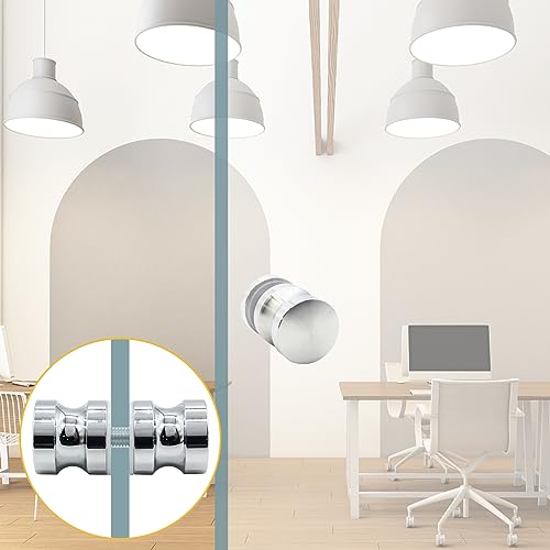 Image of 2 Pack Shower Glass Door Handle, Stainless Steel Shower Doors Knob Double Sided Pull Hardware for Bathroom Glass Doors (Polished Chrome)