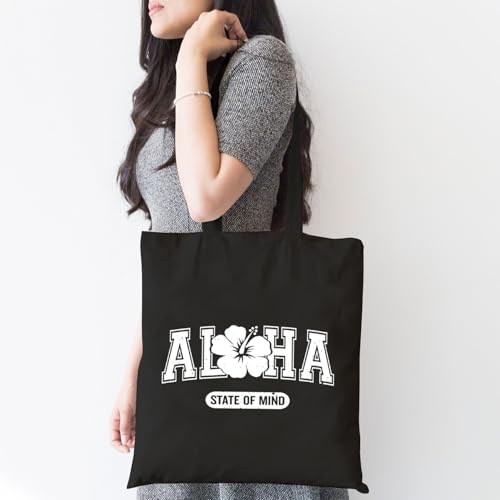 TSIIUO Aloha Beach Vacation Canvas Tote Bag for Women Hawaii Trip Reusable Grocery Shopping Tote Bag for Traveling3