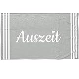 Qualität von JEMIDI HOMELEVEL Strandlaken Strandhandtuch Badetuch Strandlaken Baumwollmischung Sprüche 180cm x 90cm Badehandtuch Strandtücher Liegehandtuch Auszeit Grau