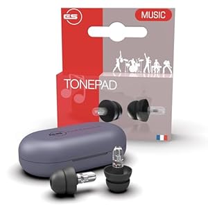 EarSonics TONEPAD – Protection auditive Haute-Fidélité du son, musique live, concerts, musiciens, festivals – bouchons d’oreilles réutilisables. Filtre acoustique breveté 16dB.