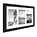 Golden State Art, 9x18 Black Wood Frame - White Mat for Three 5x7 Pictures - Sawtooth Hangers- Swivel Tabs - Wall Mounting - Landscape/Portrait - Real Glass - Collage Frame