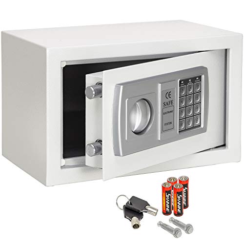 Preisvergleich Produktbild KESSER® Elektr. Tresor / 31x20x20cm / LED-Anzeige / Elektronischer Safe / Doppelbolzenverriegelung / Wandtresor / Ink. Montagematerial / Möbeltresor Sicherheitsschrank Panzerschran Zahlenschloss Weiß