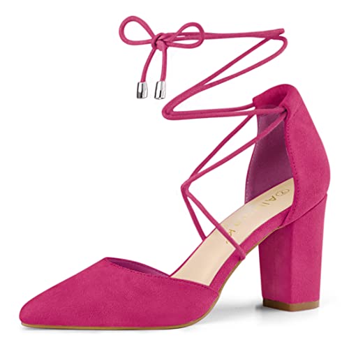 Image of Allegra K Women's Pointed Toe Chunky Heels Lace Up Sandals Pumps