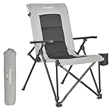 SUNNYFEEL Ergonomic High Back Camping Chair 500lbs Heavy Duty Folding Chair UV-Resistant Portable Camp Chair with Hard Armrests, Cup Holder＆ Bag for Outdoor, Basebal, Travel, Sports, Hiking, Fishing