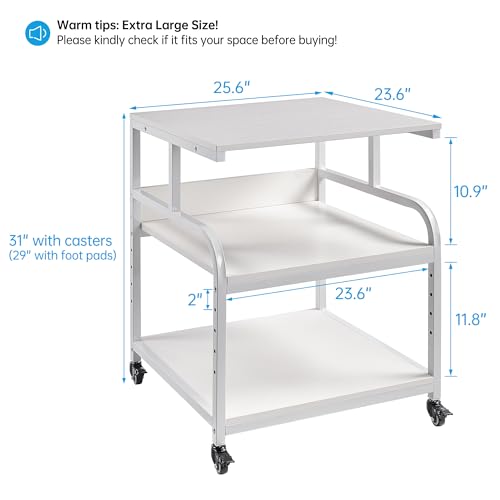 Image of Fannova 25.6 inchx23.6 inchx30.9 inch Extra Large White Printer Stand with Storage