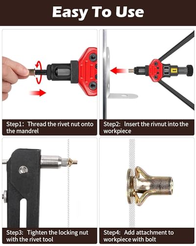 AOKLIT 50 Pcs Multi Grip Rivet Nut Kit, 1/4-20 Rivet Nuts Carbon Steel Pre-Bulbed Shank Color-Zinc-Plated Flat Head Threaded Insert Nut