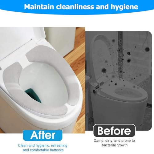 Hunwutef Selbstklebender Toilettensitzbezug, Waschbarer WC-Sitzkissen, Antibakteriell & Warm, Passend für Ovale WC-Sitze