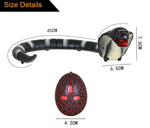 Fashionclubs Remote Control Snake Toy For Kids,[New Version] 17" Infrared Rc Realistic Rechargeable Naja Cobra Snake Toy With Retractable Tongue And Swinging Tail,Children Christmas Birthday (Black) #TOP7