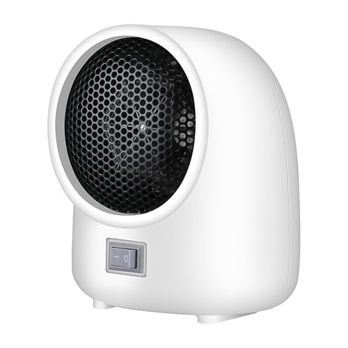 Iuseike ヒーター、小型卓上、静音、ミニファン、高速加熱ファン、家庭、オフィス、寮に最適、高効率ポータブル、コンパクト、急速加熱、転倒防止、過熱保護、省エネ、暖房器具、暖かい、冬用、操作簡単、寝室、浴室、脱衣所に最適 (ホワイト)