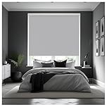 Thermal Insulated Blackout Fabric Roller Blinds, Easy Fit Room Darkening Shades Fittings Included Light Grey (Width 60cm x Length 165cm, Blackout, Grey) (BK004)