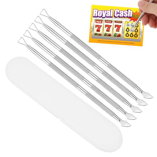 Image of DIVINA VITAE Lottery Ticket Scratcher Tool 5Pcs Metal Scraper Tool with Plastic Box Multi-Use Lotto Scratcher Tool for Adults