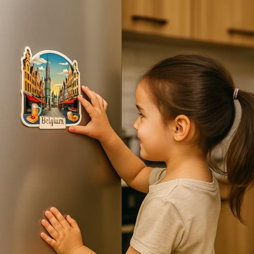 Image of Naxon Belgium Theme Souvenir Fridge Magnet - 3x3 Inch Stylish Refrigerator Magnet for Kitchen & Home Decor | Travel Souvenir Gift from Belgium | Fridge Decoration Magnet | Pack of 1