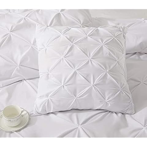 eBeddy Linens Weiße Plissee-Kissenbezüge mit Biesen Cover