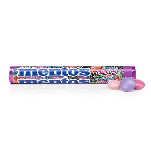 Image of Mentos Candy, Chewy Candy Mint Roll, Berry Flavored, Amazon Exclusive, Party, Office, Concessions, 14 Pieces (Bulk Pack of 15 Rolls)