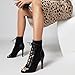 Imagen de Ceciloroda Mujer Heeled Burju Baile Zapatos Peep Toe Mesh Botines Stiletto Gladiador Sandalias Comfy Dressy Sandalias Ballrrom Cordones Black Size 38