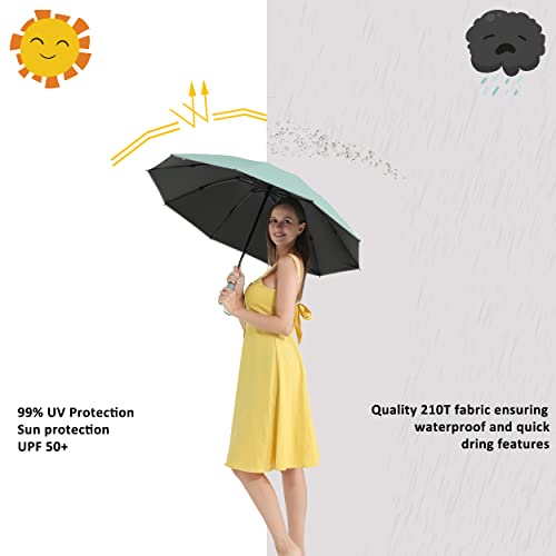 Image of BAODINI Inverted UV Umbrella for Rain and Sun Medium Size UPF 50+ Rverse Compact Umbrella Auto Open Close
