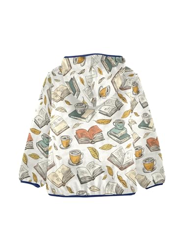 Vibrant Books with Cup Girls Fleece Jacket Girls Fall Jacket Boys Coats Zip Up Hoodie Children Sherpa Warm Outerwear 2-10T2
