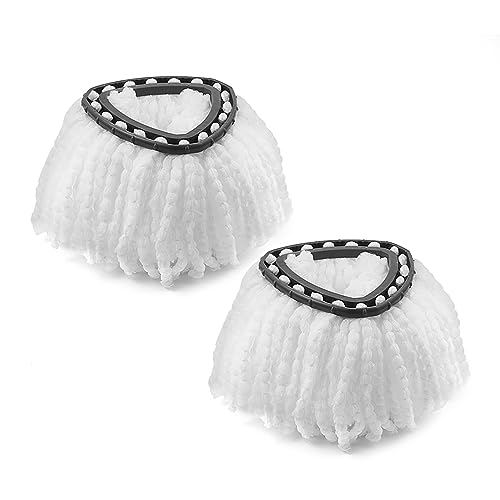 Mop Head Replacement Compatible with Vlieda EasyWring Clean Turbo Classic Microfibre Mop Universal Spin Mop Refill Head White 2 Packs