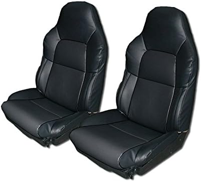 Custom Made OEM FIT Artificial Leather seat Covers (Pair) for Chevy Corvette C4 Standard(Base) 1994-1996 (Black)