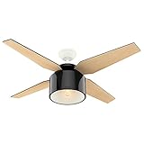Hunter Indoor Ceiling Fan with light and remote control - Cranbrook 52 inch, Black, 59257