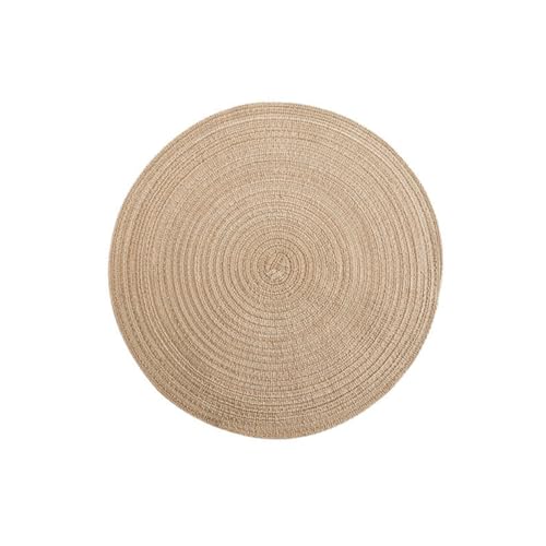 Image of Woven Cotton Yarn Circular Dining Table Placemat, Home Ramie Plate Bowl Mat, Anti-Slip (Light Brown, 4.3 inches)