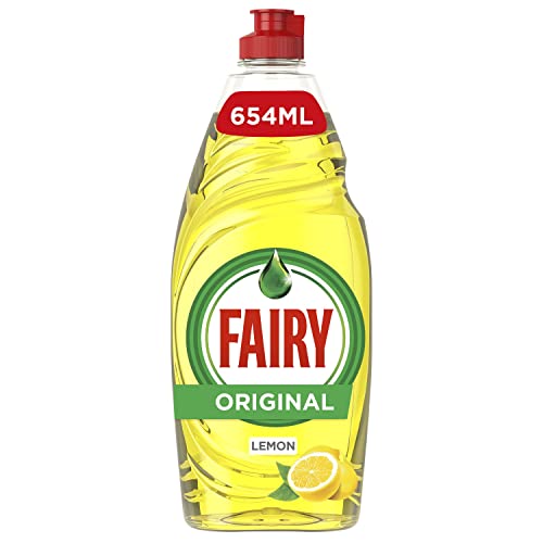 Fairy Lemon Washing Up Liquid with LiftAction. No Soaking, No Grease, No Fuss & Gentle On Your Skin 654 ML