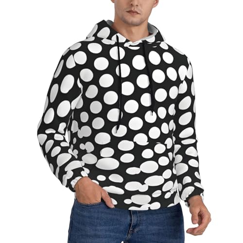 Sweat à capuche pour homme noir XXL avec motif pois pour superposition toutes saisons