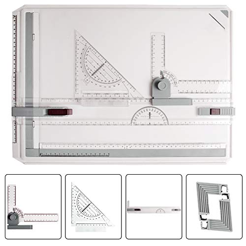 JILoffice A3 Drawing Board, Lightweight Multi-Funtion Drafting Table with Adjustable Measuring System Angle