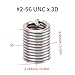 50pcs Wire Thread Insert Kit, 304 Stainless Steel NPT UNC 2-56 x 1-3D 0.435P Screws Sleeve Assortment Helical Type Coiled for Automotive Repairs(3D)