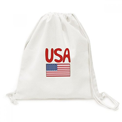 Sac à dos cordon motif drapeau américain en toile rouge DIYthinker
