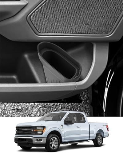 Image of Silicone Car Trash Bin for Door 2026 F150 XLT Car Door Trashcan Trash Holder for2021-2026 F150 Raptor Accessories (STX /XLT /Lariat /Tremor /King Ranch /Platinum /Limited) Driver Passenger Door Bin Flexible