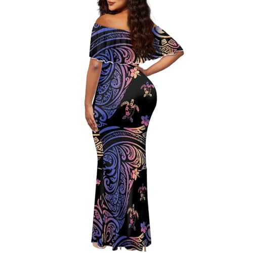 Image of Polynesian for Women S-7XL Off Shoulder Maxi Dress Hawaiian Summer Dresses