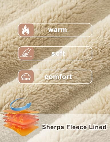 FASKUNOIE Men's Fleece Sweatshirts Warm Sherpa Lined Heavy Thicken Underwear Winter Crewneck Pullover Tops Shirts3