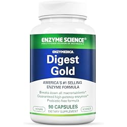 Enzyme Science Digest Gold, 90 Capsules - Maximum Strength Vegan Enzyme Supplement for Better Digestion with Amylase, Lipase and Protease