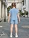 Arshiner Girls 2 Piece Outfits Fashion Summer Short Sleeve Top and Short Sets with Pockets Kids Tracksuit Blue 9-10 Years