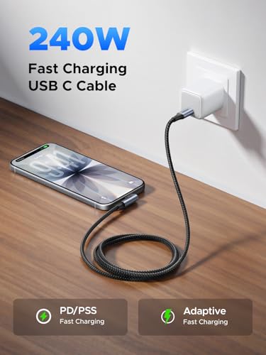Image of UGREEN 240W USB C to USB C Cable Right Angle 2M, Fast Charging Type C Cord