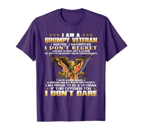 4th of July I Am A Grumpy Old Veteran Vintage Army Gift T-Shirt