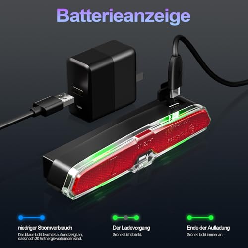 LINGHUANG Rücklicht Fahrrad LED USB-C Aufladbar Akku für Gepäckträger – Ansicht 4